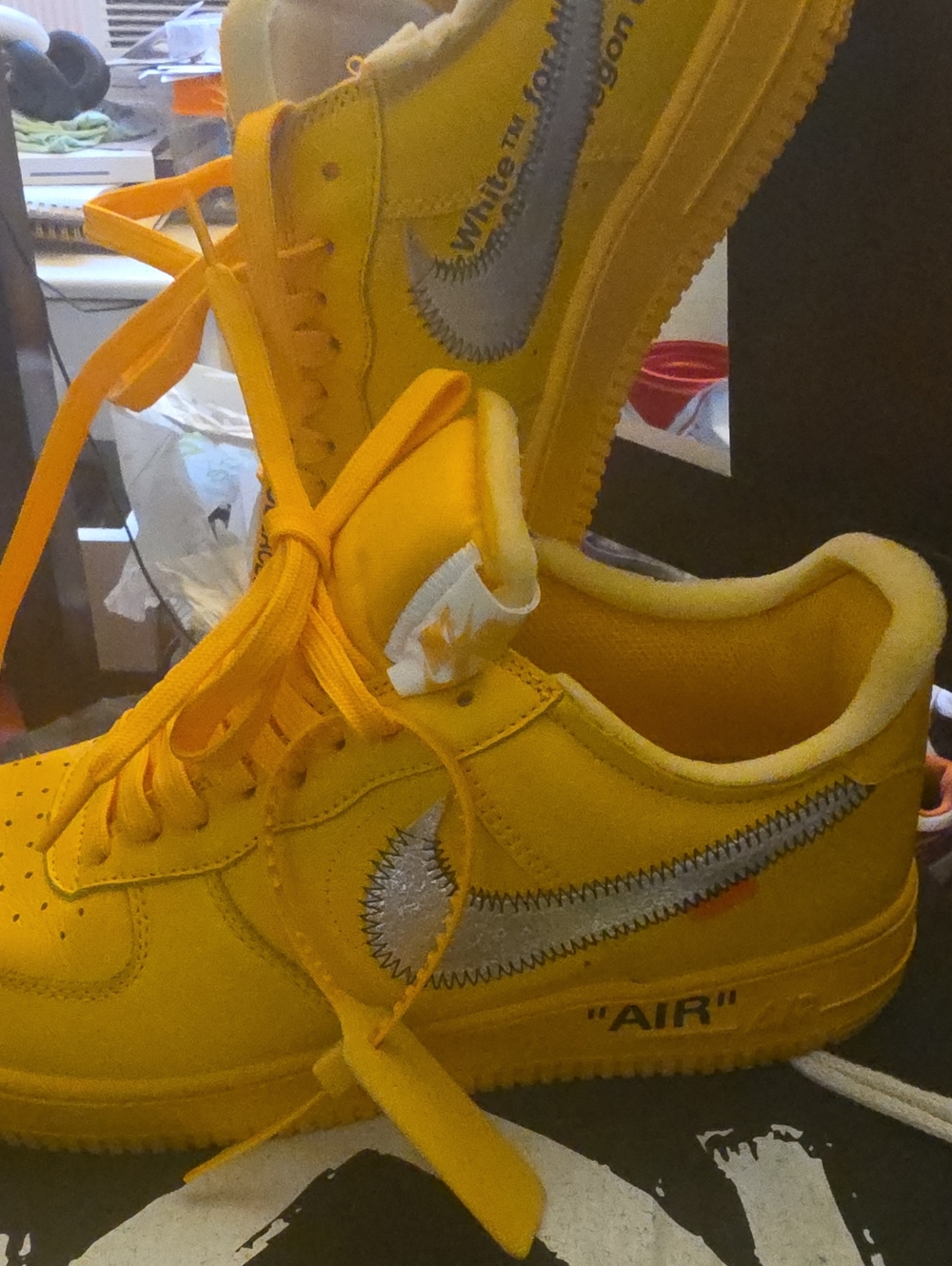 Yellow Low-Top Sneakers with Silver Swoosh Accent